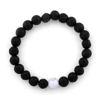 Lava Bead Bracelet, fashion jewelry & elastic & Unisex, black Approx 6.7 Inch 