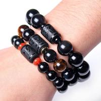 Schwarzer Obsidian -Armband, Modeschmuck & unisex & verschiedene Größen vorhanden, keine, verkauft von Strang