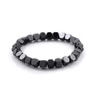 Bracelets magnétiques, Hématite, bijoux de mode & unisexe, noire Environ 7 pouce, Vendu par brin