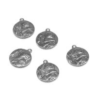 Stainless Steel Pendants, Round, silver color plated Approx 