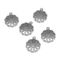 Stainless Steel Flower Pendant, Round, silver color plated Approx 