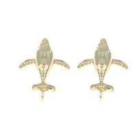 Cubic Zirconia Micro Pave Brass Pendant, Fish, gold color plated, micro pave cubic zirconia, nickel, lead & cadmium free Approx 3mm 