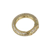 Brass Snap Clasp, Round, gold color plated, micro pave cubic zirconia 
