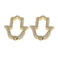 Brass Snap Clasp, gold color plated, micro pave cubic zirconia 