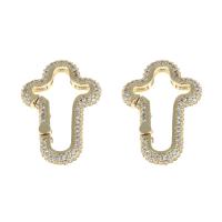 Brass Snap Clasp, gold color plated, micro pave cubic zirconia 