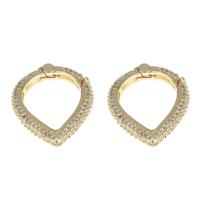 Brass Snap Clasp, Teardrop, gold color plated, micro pave cubic zirconia 