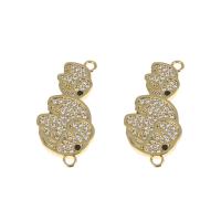 Cubic Zirconia Micro Pave Brass Connector, gold color plated, micro pave cubic zirconia Approx 1mm 