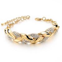Zinc Alloy Rhinestone Bracelets, gold color plated, with rhinestone Approx 7.6 Inch 