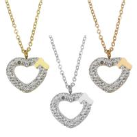 Stainless Steel Jewelry Necklace, Heart, fashion jewelry & for woman & with rhinestone 1.5mm 2 