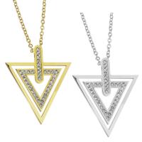 Stainless Steel Jewelry Necklace, Triangle, fashion jewelry & for woman & with rhinestone 2mm Inch, 2 Inch 