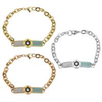 Edelstahl Armbänder, Modeschmuck & für Frau & mit Strass, keine, 45x12mm,6.5mm, Länge:8 ZollInch, verkauft von Strang