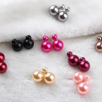 Kunststoff Perle Zink Legierung Ohrring, Zinklegierung, mit Kunststoff Perlen, plattiert, Modeschmuck, keine, 16mm,8mm, verkauft von Paar