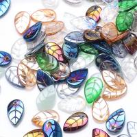 Planta de perlas de cristal de Murano, Hoja, pulido, Bricolaje, más colores para la opción, 10x18mm, Vendido por UD