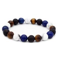 Gemstone Bracelets, Natural Stone, fashion jewelry & elastic & Unisex, multi-colored, 180mm Approx 7.1 Inch 