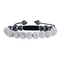 Bracelets de perles strass argile, argile de polymère, avec cristal, Réglable & bijoux de mode & unisexe, plus de couleurs à choisir Environ 7.1 pouce, Vendu par brin