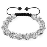 Bracelets de perles strass argile, argile de polymère, avec cristal, Réglable & bijoux de mode & unisexe, plus de couleurs à choisir, 180mm Environ 7.1 pouce, Vendu par brin