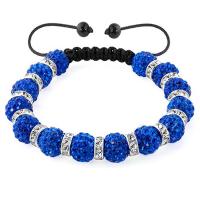 Bracelets de perles strass argile, argile de polymère, avec cristal, Réglable & bijoux de mode & unisexe, plus de couleurs à choisir Environ 7.1 pouce, Vendu par brin