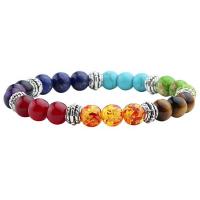 Gemstone Bracelets, Natural Stone, fashion jewelry & elastic & Unisex, multi-colored, 8mm Approx 7.1 Inch 