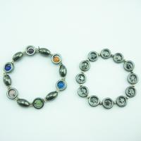 Bracelets magnétiques, Hématite, avec Seedbead & Oeil de chat, bijoux de mode & élastique & unisexe, plus de couleurs à choisir Environ 7.1 pouce, Vendu par brin