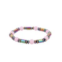 Fashion Jewelry Anklet, Hematite, with Glass Beads, elastic & Unisex, multi-colored, 190mm Approx 7.5 Inch 