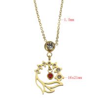 Stainless Steel Jewelry Necklace, fashion jewelry & for woman & with rhinestone, gold 1.5mm 2 