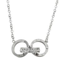 Stainless Steel Jewelry Necklace, silver color plated, fashion jewelry & for woman & with rhinestone 1.5mm 2 