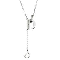 Collar de Acero Inoxidable, chapado en color de plata, Joyería & para mujer & con diamantes de imitación, 11x16mm,1.5mm, longitud:17 , 2 , Vendido por Sarta