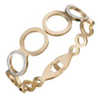 Bracelet en acier inoxydable, bijoux de mode & pour femme & avec strass, couleur or rose, 18mm Vendu par PC