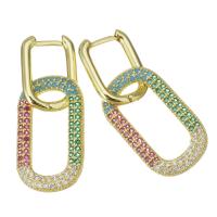 Huggie Hoop Drop Earring, Латунь, ювелирные изделия моды & инкрустированное микро кубического циркония & Женский, золотой, 38mm продается Пара