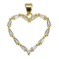 Cubic Zirconia Micro Pave Brass Pendant, Heart, fashion jewelry & for woman, gold Approx 3.5mm 