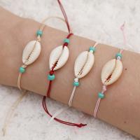 Glass Seed Beads Bracelets, Wax Cord, with Seedbead & Shell, Adjustable & fashion jewelry & for woman 180mm Approx 7.1 Inch 
