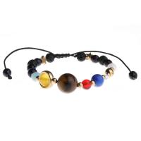 Gemstone Bracelets, Wax Cord, with Natural Stone & Zinc Alloy, Adjustable & fashion jewelry & for woman, multi-colored, 180mm Approx 7.1 Inch 