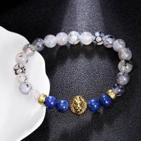 Gemstone Bracelets, Natural Stone, with Zinc Alloy, fashion jewelry & Unisex Approx 7.1 Inch 