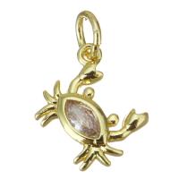 Cubic Zirconia Micro Pave Brass Pendant, Crab, fashion jewelry & micro pave cubic zirconia & for woman, gold Approx 3mm 