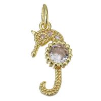 Cubic Zirconia Brass Pendants, Seahorse, fashion jewelry & micro pave cubic zirconia & for woman, gold Approx 3mm 