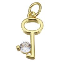 Cubic Zirconia Brass Pendants, Key, fashion jewelry & micro pave cubic zirconia & for woman, gold Approx 3mm 