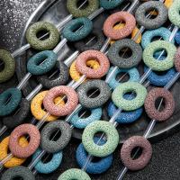 Multicolor Lava Perlen, Kreisring, DIY, gemischte Farben, 30mm, verkauft von Strang