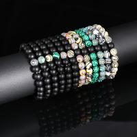 Gemstone Bracelets, Malachite, with Glass Beads & Abrazine Stone, fashion jewelry & Unisex 180mm Approx 7.1 Inch 