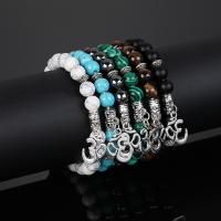 Gemstone Bracelets, Natural Stone, with Zinc Alloy, fashion jewelry & elastic & Unisex 180mm Approx 7.1 Inch 