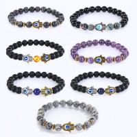 Gemstone Bracelets, Labradorite, with Natural Stone & Zinc Alloy, fashion jewelry & elastic & Unisex 190mm Approx 7.5 Inch 