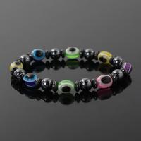 Acylic Bracelets magnétiques, Hématite, avec Acrylique, bijoux de mode & élastique & unisexe, plus de couleurs à choisir, 180mm Environ 7.1 pouce, Vendu par brin