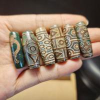 Natürliche Tibetan Achat Dzi Perlen, poliert, 12x30mm, verkauft von PC[