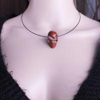 Gemstone Necklaces, Natural Stone, Skull, polished Approx 45 cm 