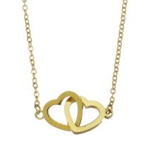 Stainless Steel Jewelry Necklace, Heart, fashion jewelry & for woman, gold 1.5mm Inch, 2 Inch 