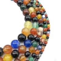 Natural Rainbow Agate Beads, Round, polished, DIY multi-colored 