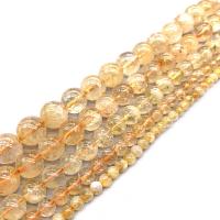 Natural Citrine Beads, Round, polished, DIY yellow 