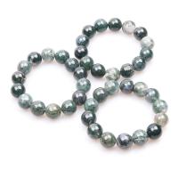 Agate Bracelets, Moss Agate, Round, polished, durable & for woman, green, 14mm .716 Inch 