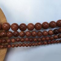 Goldstein Perlen, Goldsand, rund, poliert, DIY & verschiedene Größen vorhanden, keine, verkauft von Strang