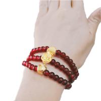 Natural Garnet Bracelet, with Zinc Alloy, fashion jewelry & Unisex Approx 6.9 Inch 