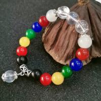 Agate Bracelets, Rainbow Agate, with Zinc Alloy, fashion jewelry & Unisex, multi-colored Approx 6.9 Inch 